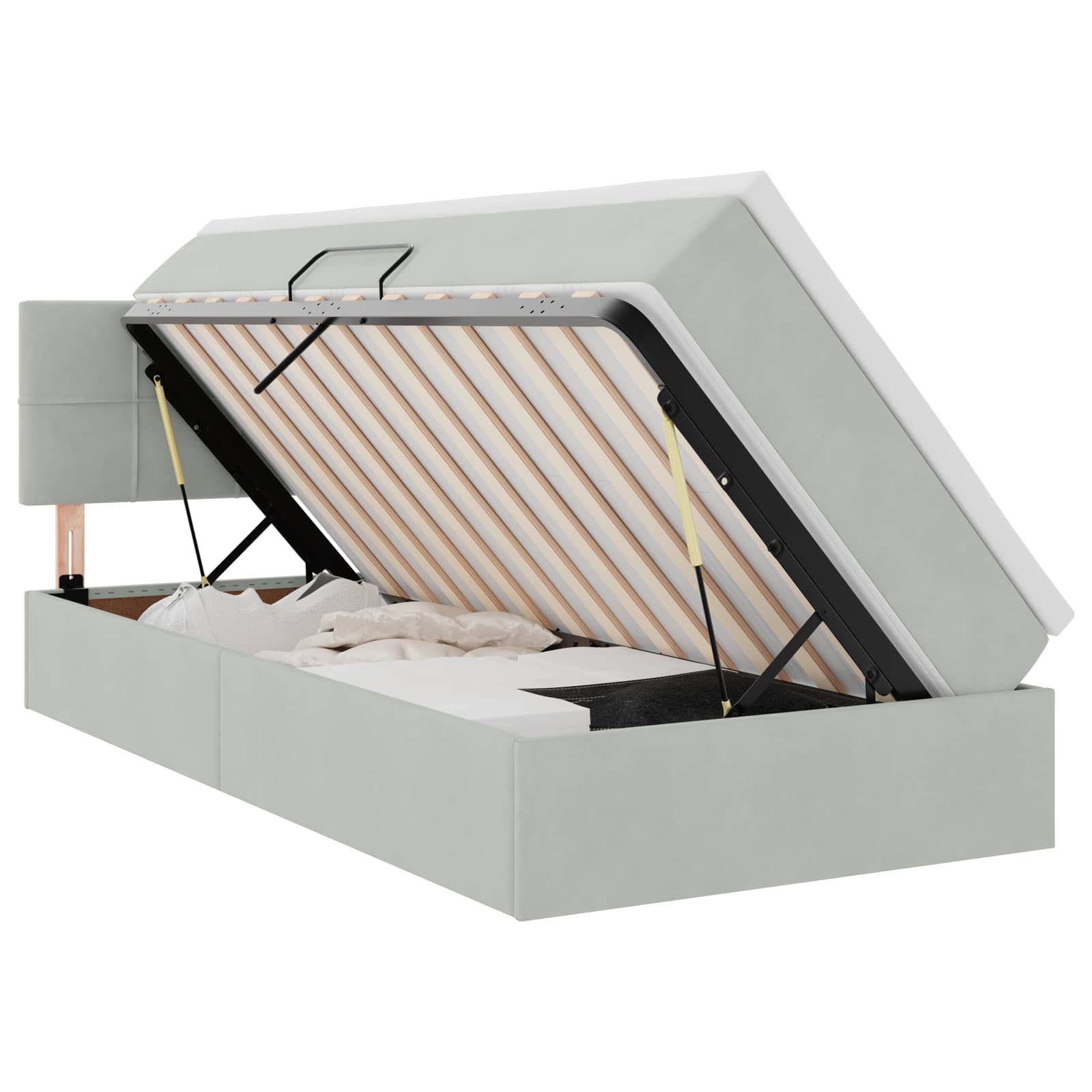 Krevet s od storage s madracem Svijetlo siva 90 x 190 cm Baršun