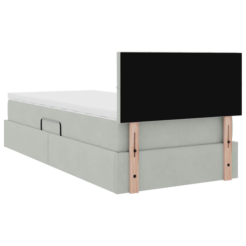 Krevet s od storage s madracem Svijetlo siva 90 x 190 cm Baršun