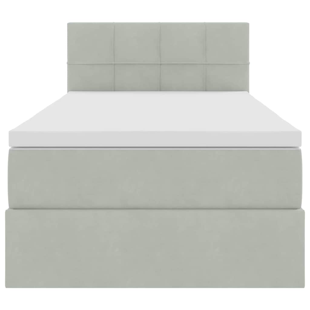 Krevet s od storage s madracem Svijetlo siva 90 x 190 cm Baršun