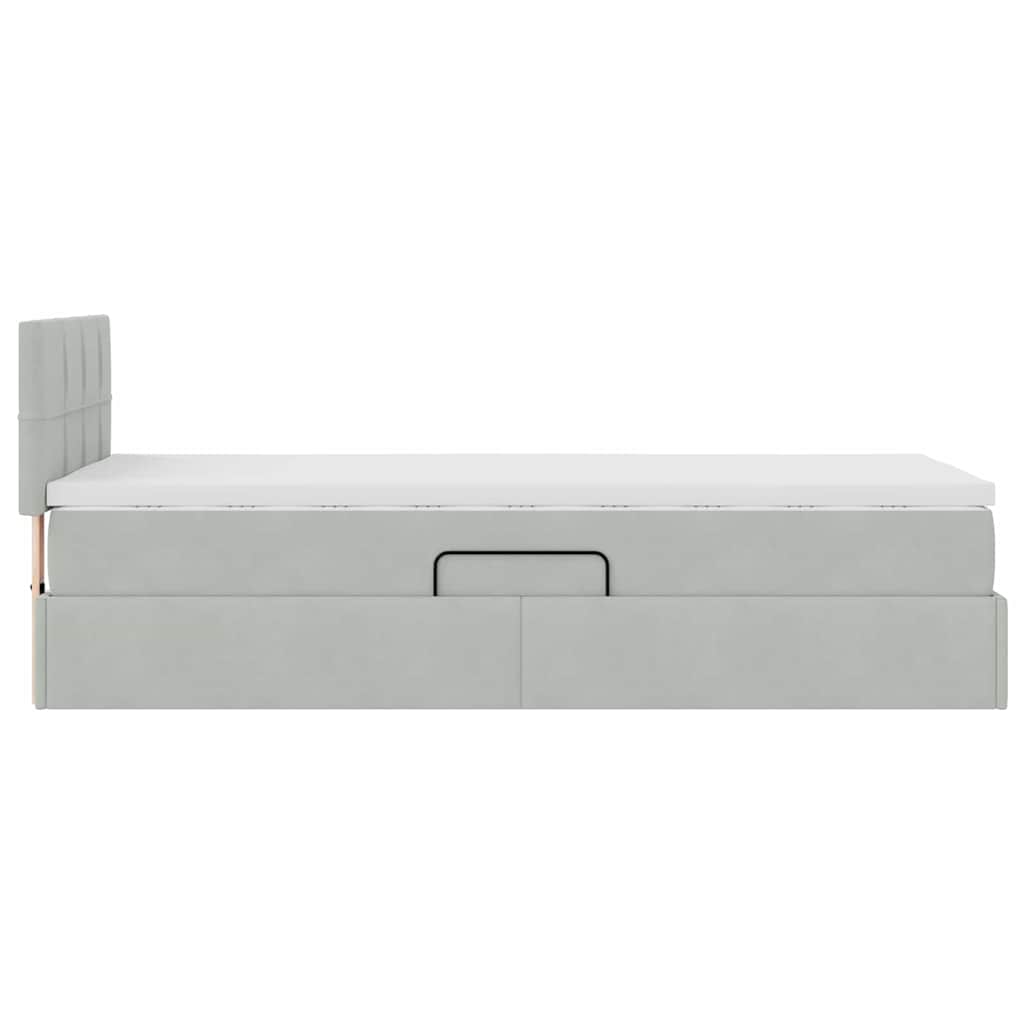 Krevet s od storage s madracem Svijetlo siva 90 x 190 cm Baršun