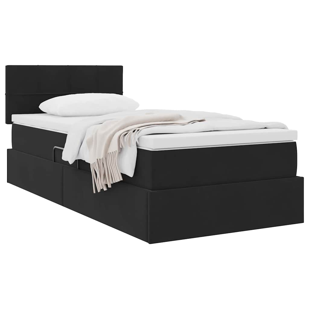 Krevet s od storage s madracem Crna 90 x 190 cm Baršun