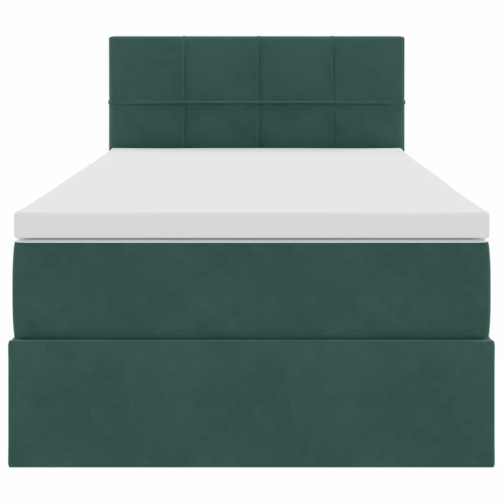 Krevet s od storage s madracem Tamnozelena 90 x 200 cm Baršun