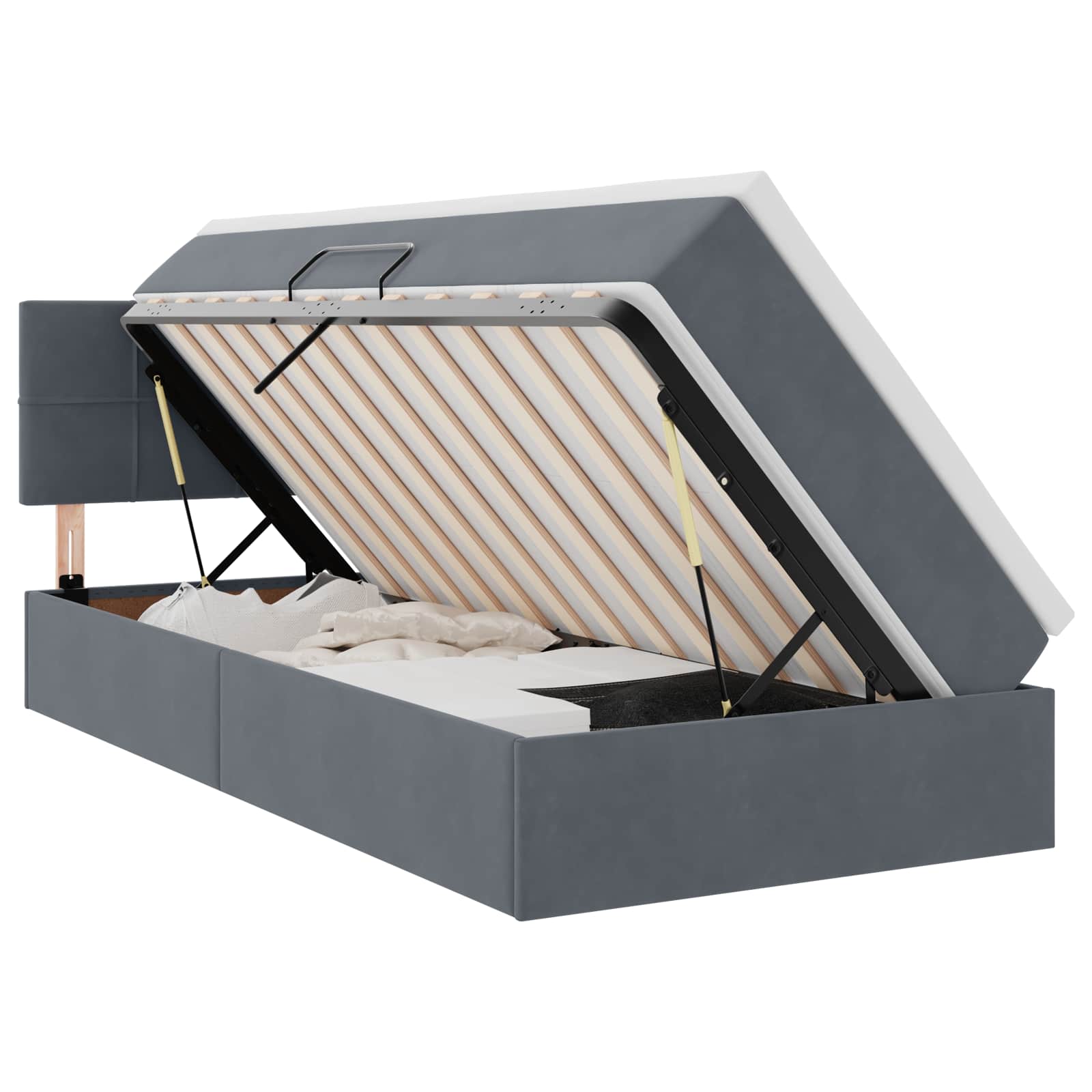 Krevet s od storage s madracem Tamno siva 100 x 200 cm Baršun