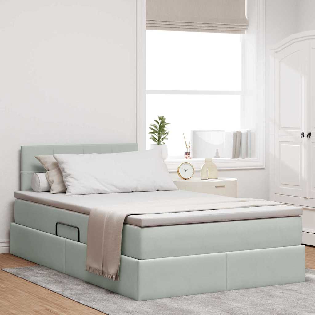 Krevet s od storage Svijetlo siva 120 x 190 cm Baršun