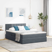 Krevet s od storage s madracem Tamno siva 140 x 190 cm Baršun
