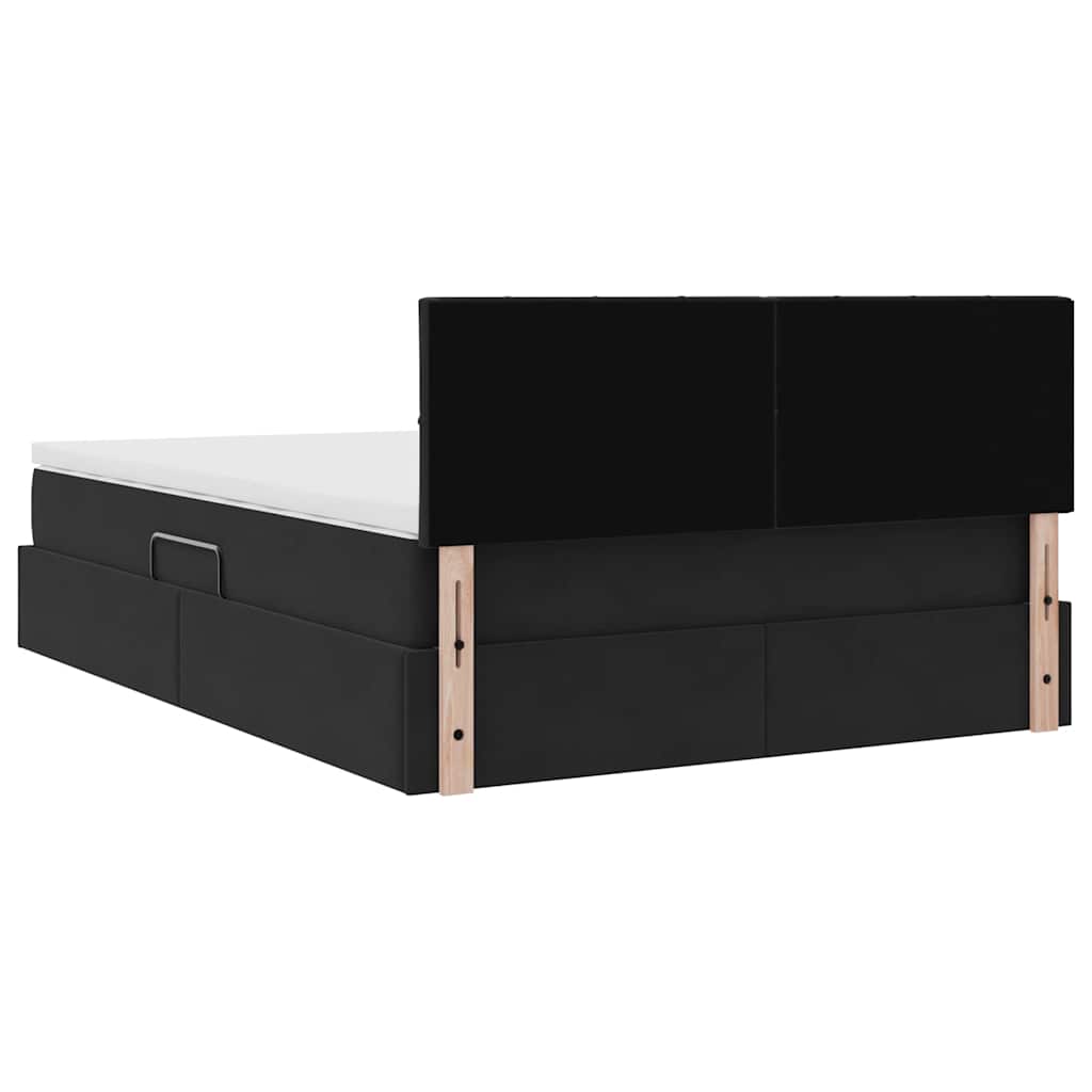 Krevet s od storage s madracem Crna 140 x 190 cm Baršun