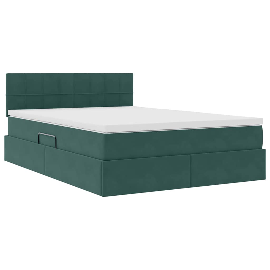 Krevet s od storage s madracem Tamnozelena 140 x 190 cm Baršun