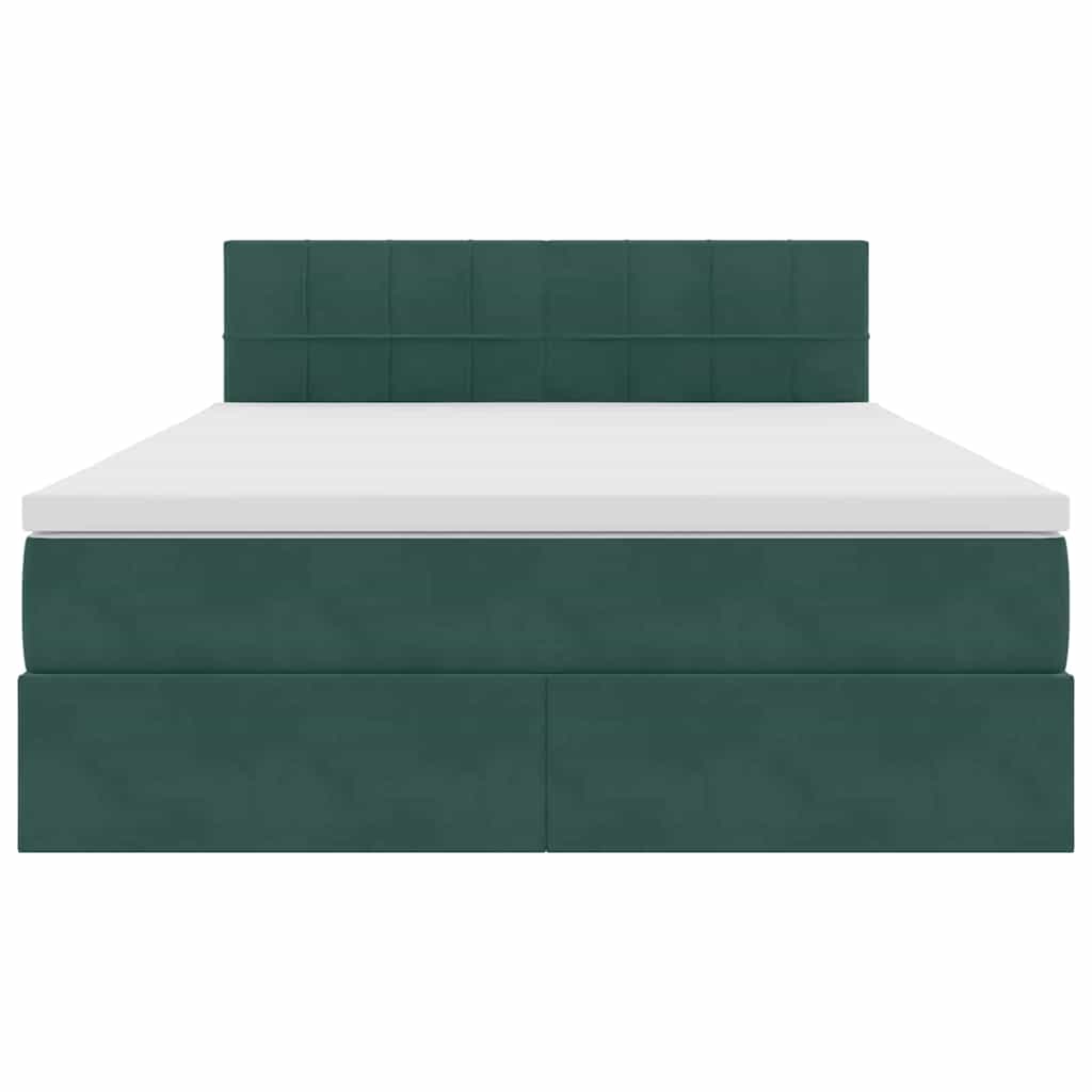 Krevet s od storage s madracem Tamnozelena 140 x 190 cm Baršun