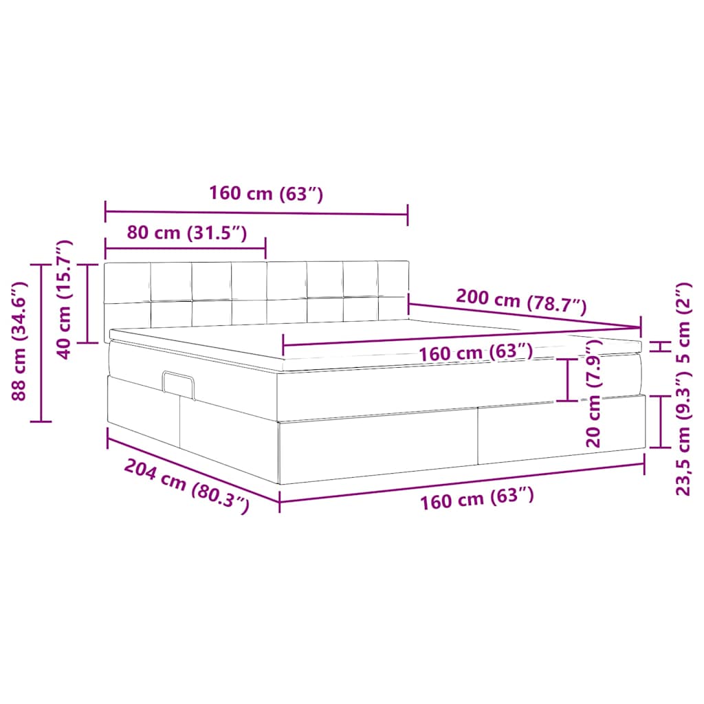 Krevet s od storage Svijetlo siva 160 x 200 cm Baršun