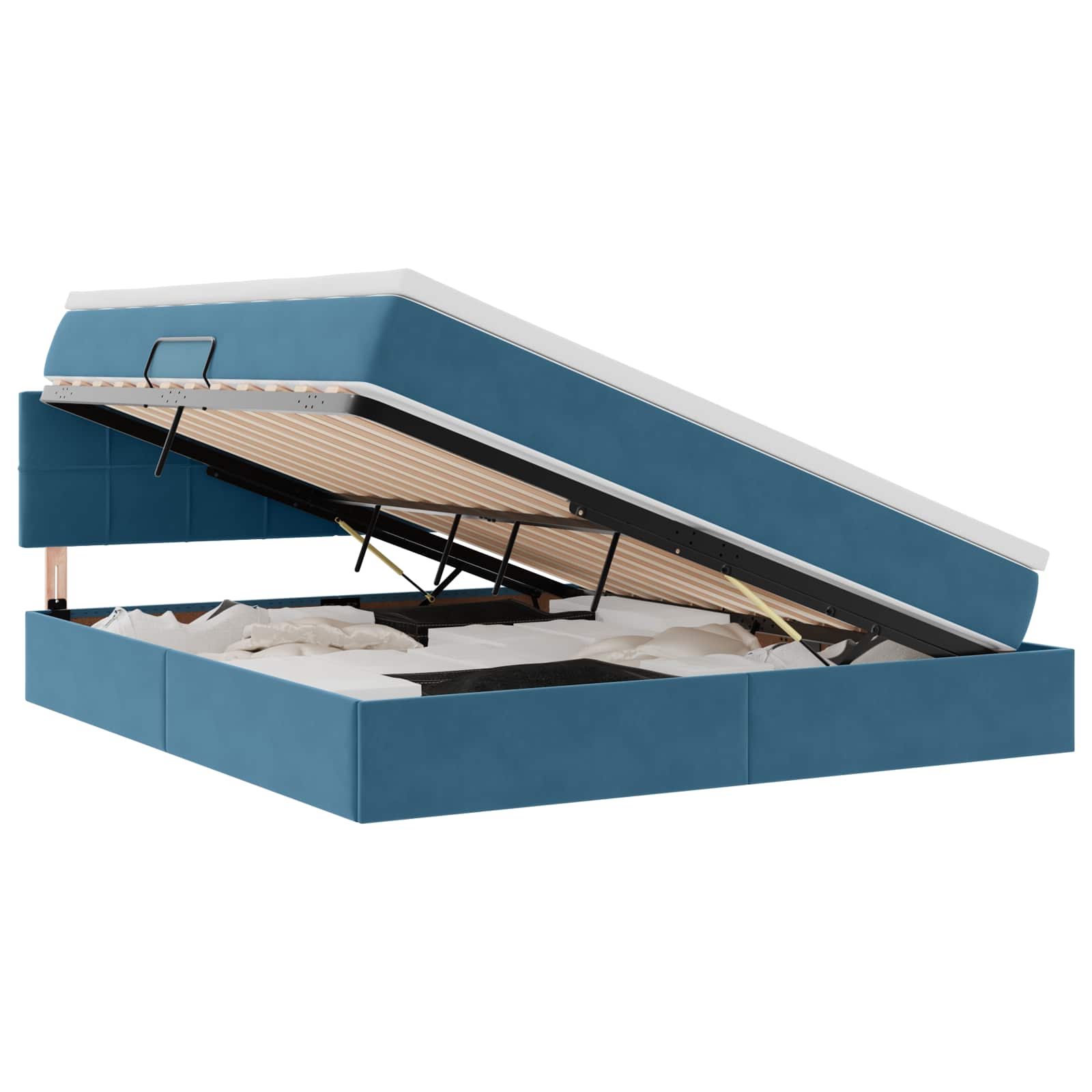 Krevet s od storage s madracem Tamno plava 160 x 200 cm Baršun