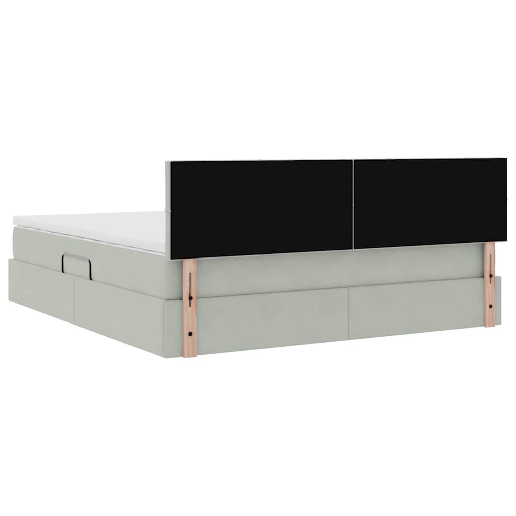 Krevet s od storage Svijetlo siva 180 x 200 cm Baršun