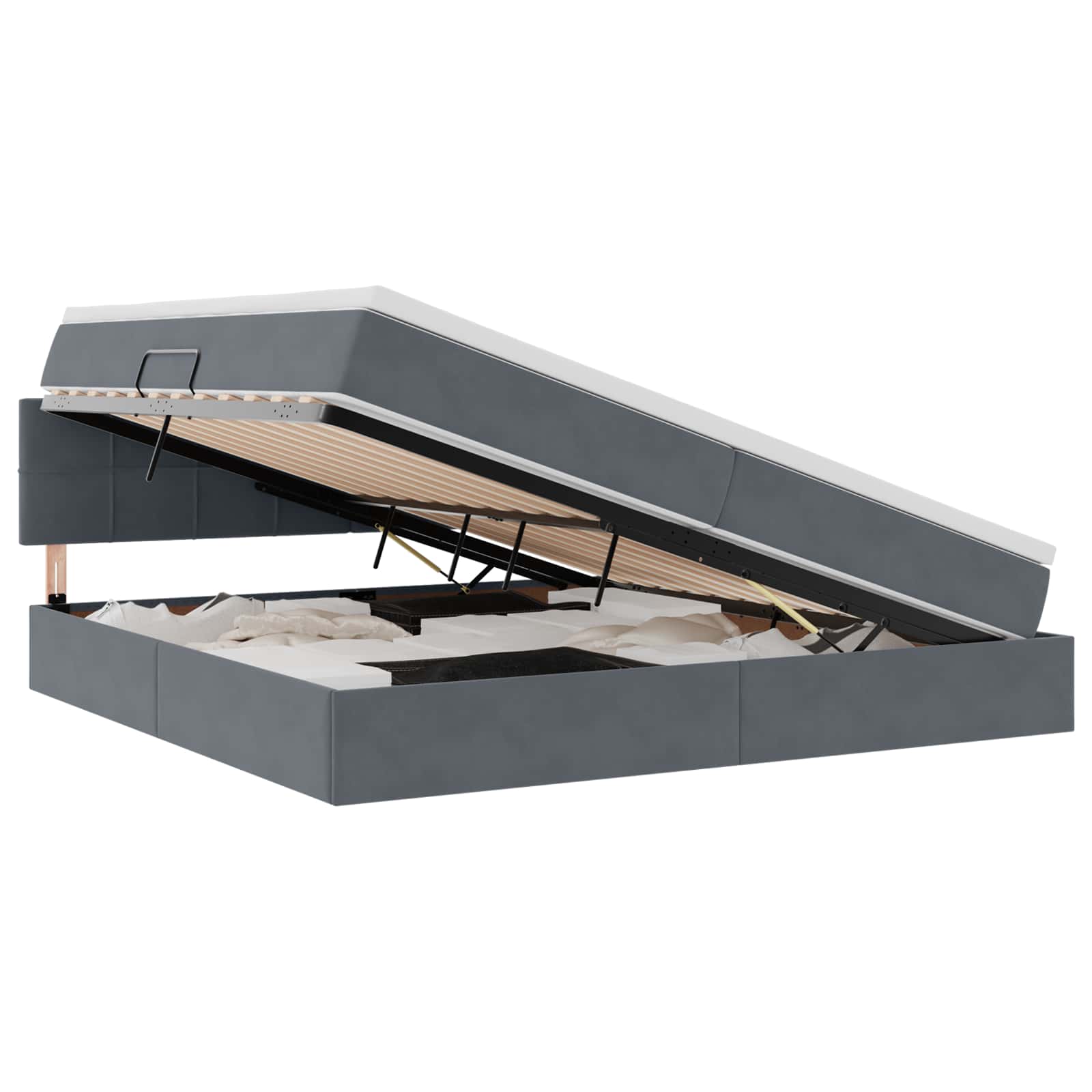 Krevet s od storage s madracem Tamno siva 200 x 200 cm Baršun