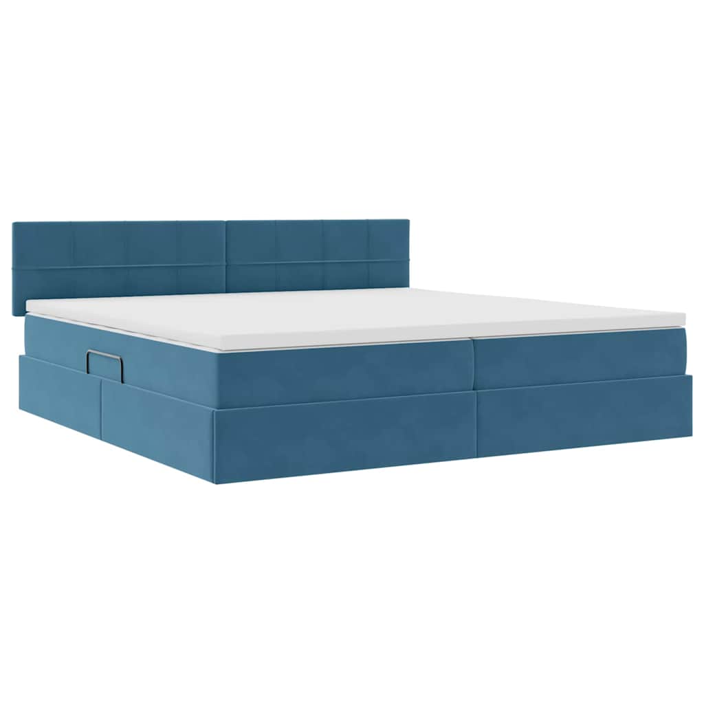 Krevet s od storage s madracem Tamno plava 200 x 200 cm Baršun