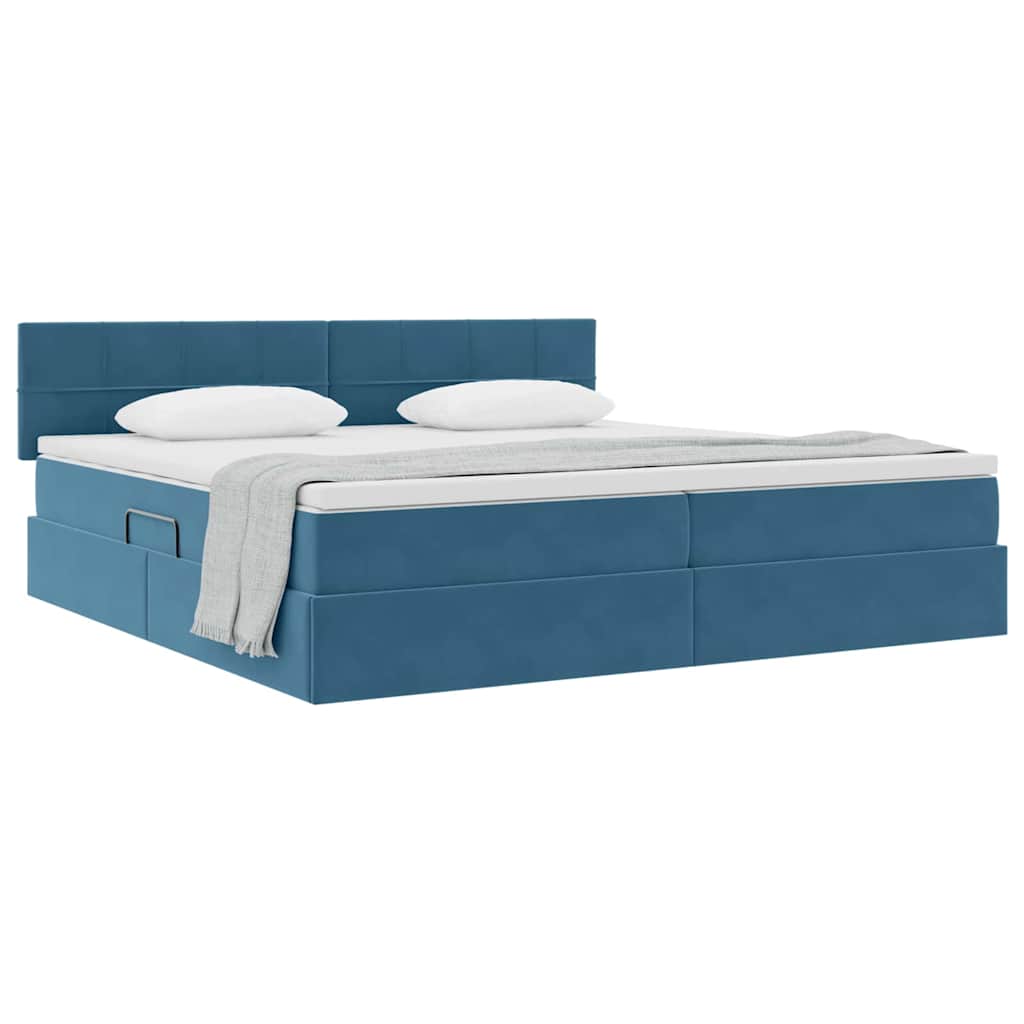 Krevet s od storage s madracem Tamno plava 200 x 200 cm Baršun