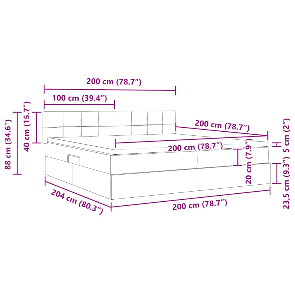 Krevet s od storage s madracem Ružičasta 200 x 200 cm Baršun