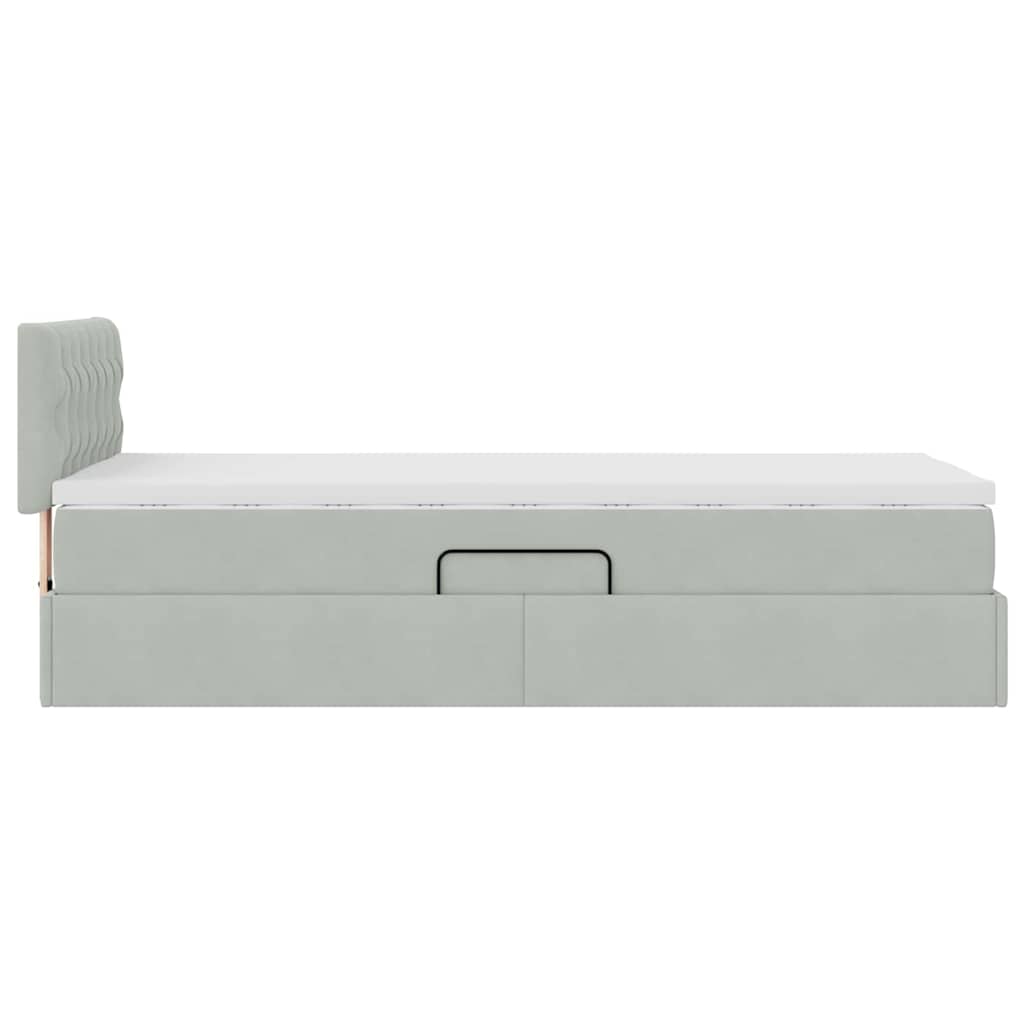 Krevet s od storage s madracem Svijetlo siva 90 x 190 cm Baršun