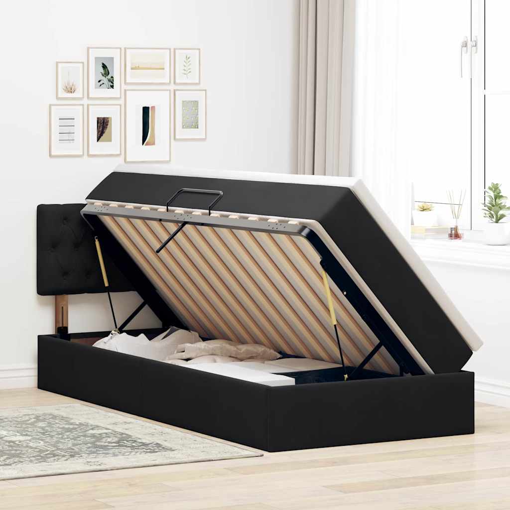 Krevet s od storage s madracem Crna 90 x 190 cm Baršun