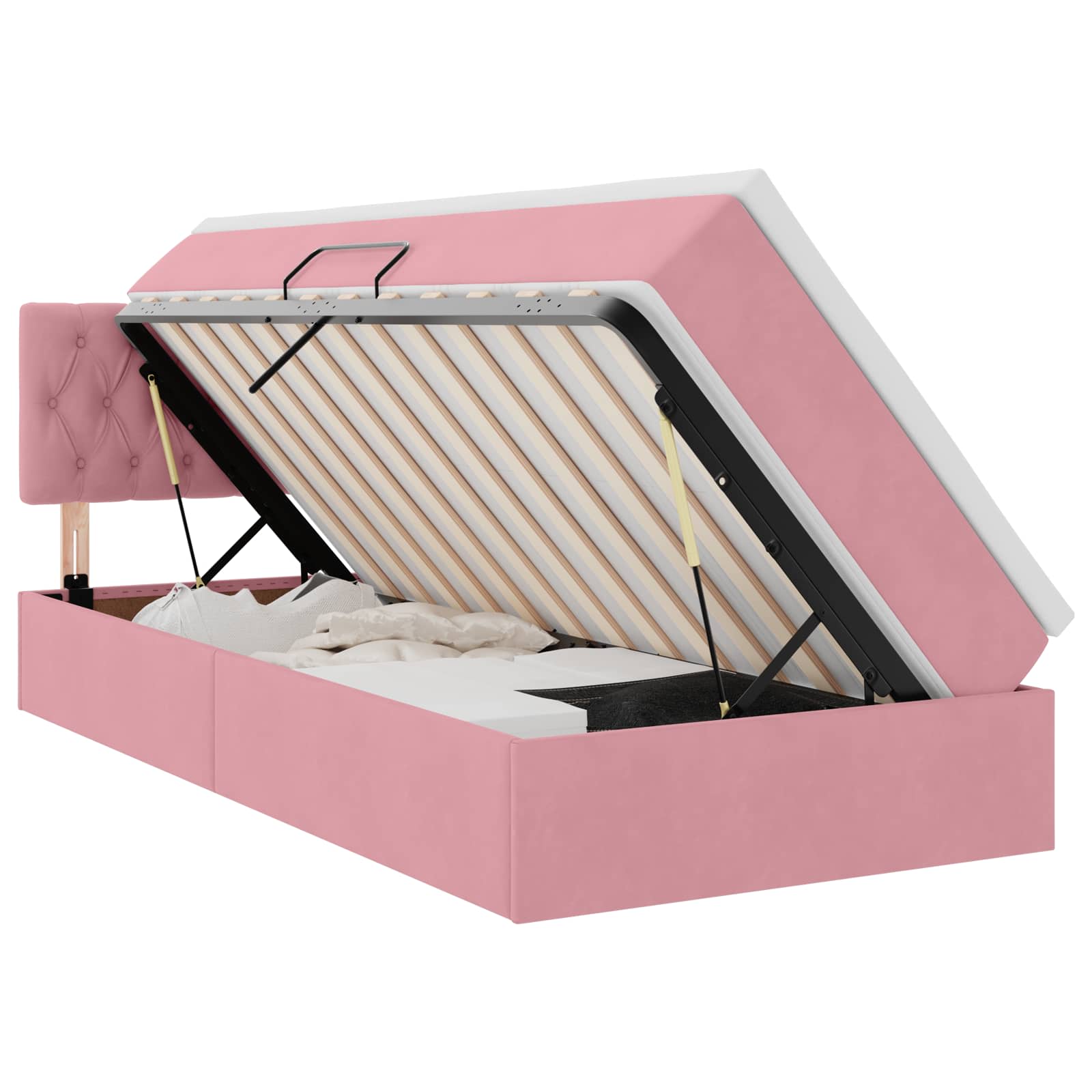 Krevet s od storage s madracem Ružičasta 90 x 190 cm Baršun