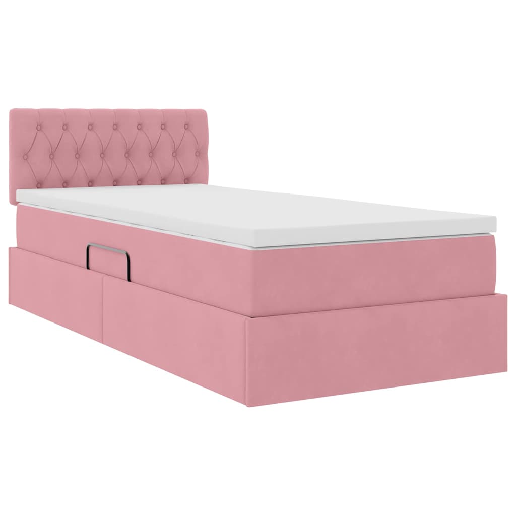 Krevet s od storage s madracem Ružičasta 90 x 190 cm Baršun