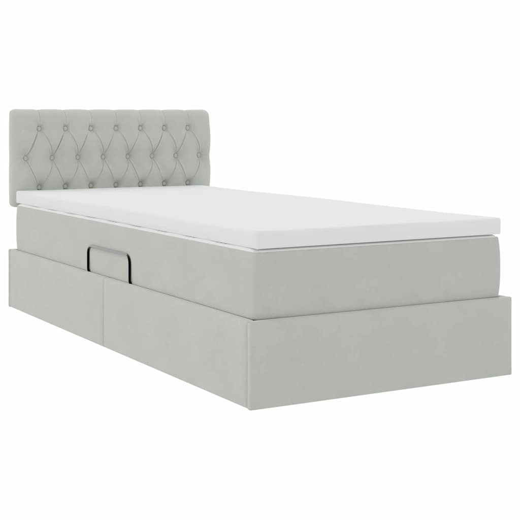 Krevet s od storage Svijetlo siva 90 x 200 cm Baršun