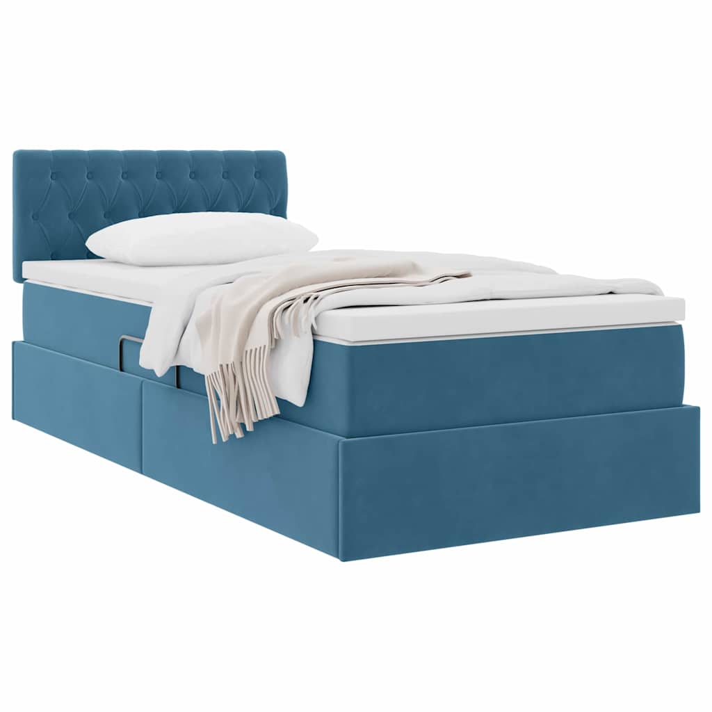 Krevet s od storage s madracem Tamno plava 90 x 200 cm Baršun