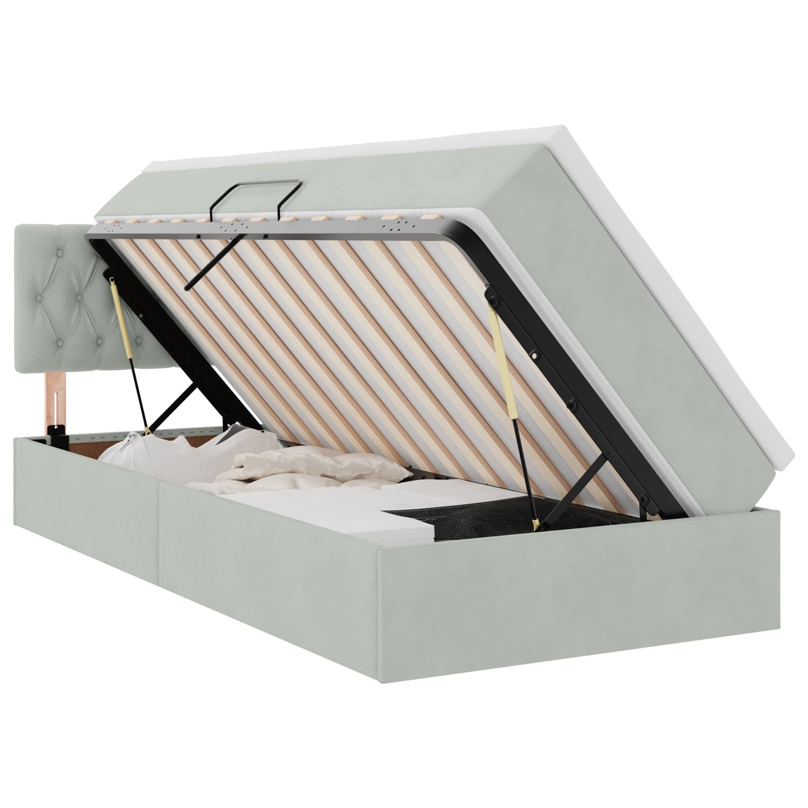 Krevet s od storage Svijetlo siva 100 x 200 cm Baršun