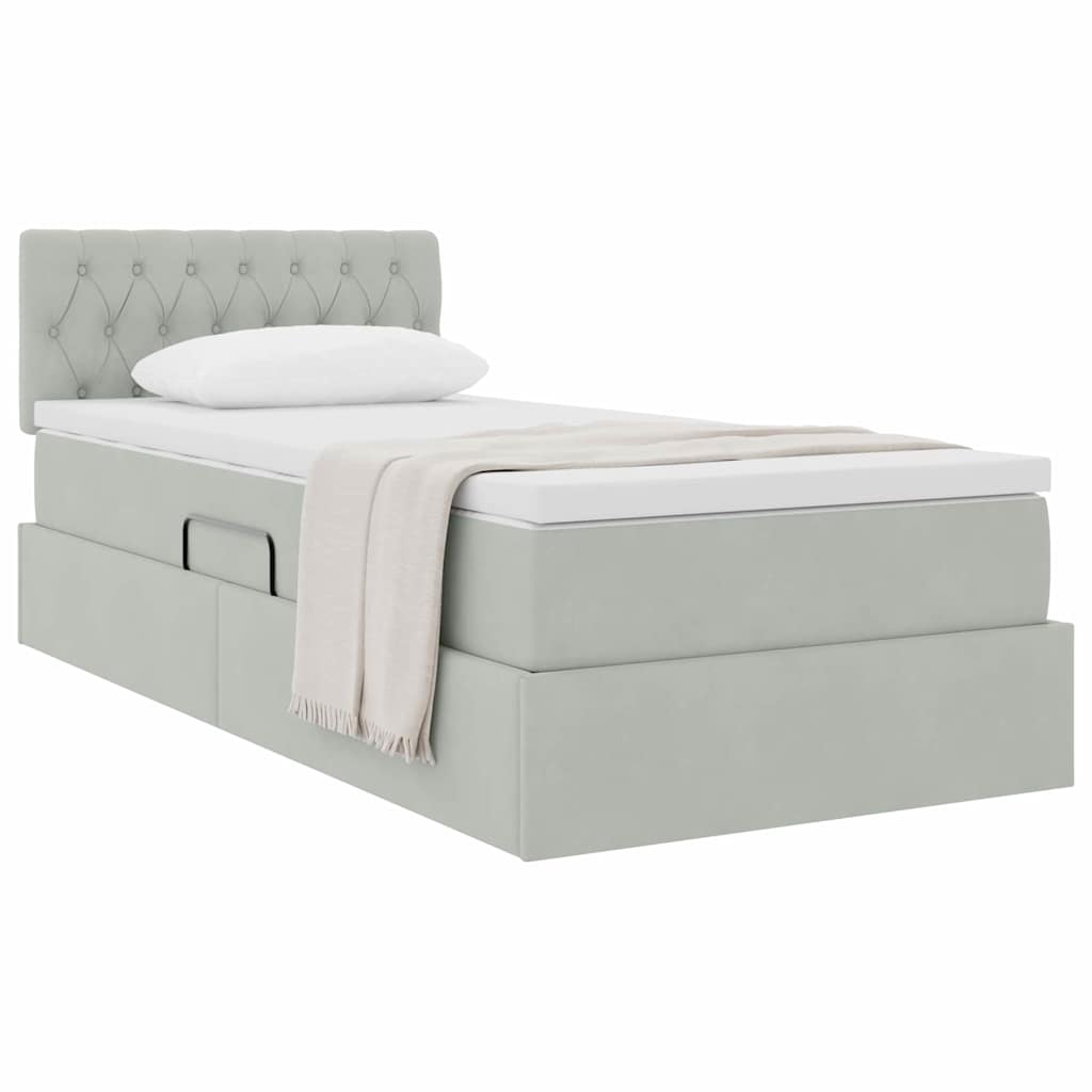 Krevet s od storage Svijetlo siva 100 x 200 cm Baršun