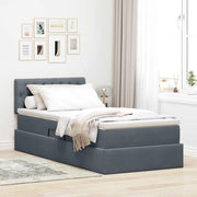 Krevet s od storage s uzglavljem Tamno siva 100 x 200 cm Baršun