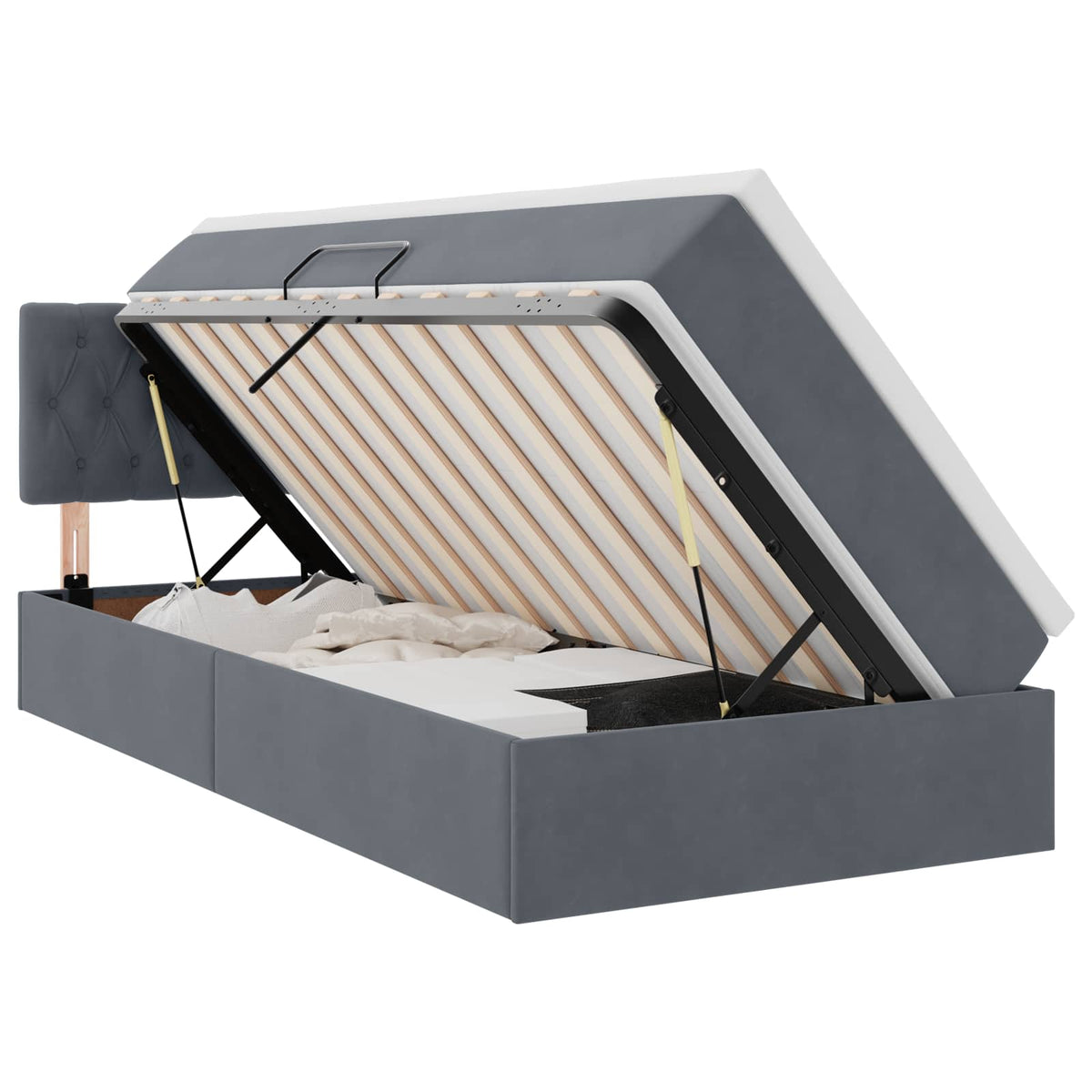 Krevet s od storage s uzglavljem Tamno siva 100 x 200 cm Baršun