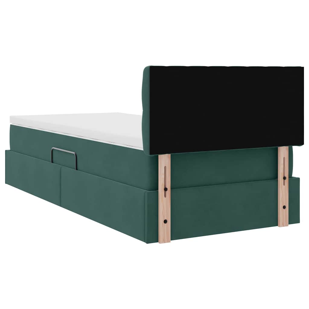 Krevet s od storage s madracem Tamnozelena 100 x 200 cm Baršun