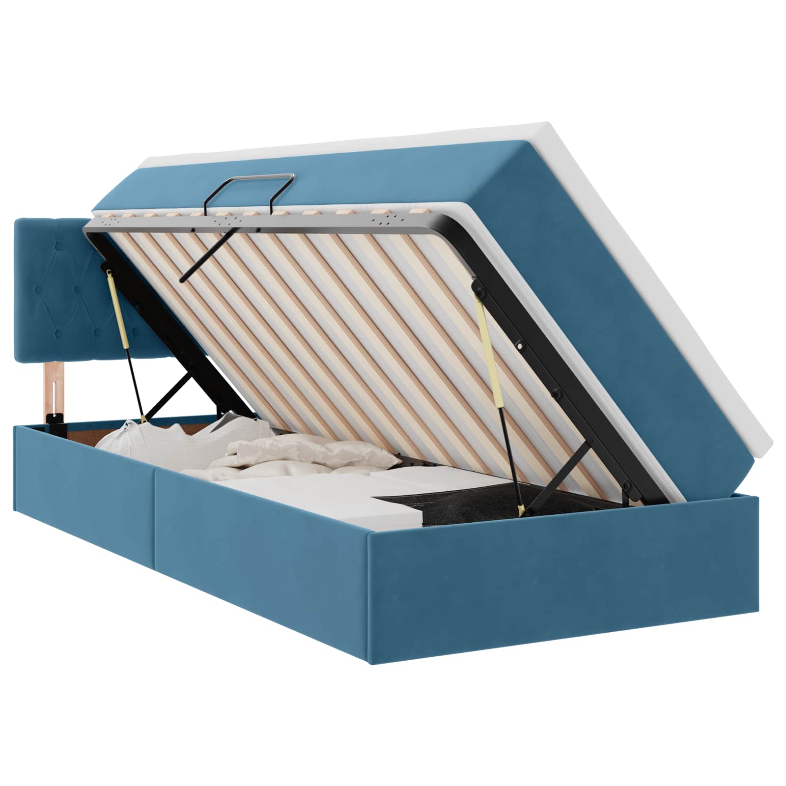 Krevet s od storage s madracem Tamno plava 100 x 200 cm Baršun