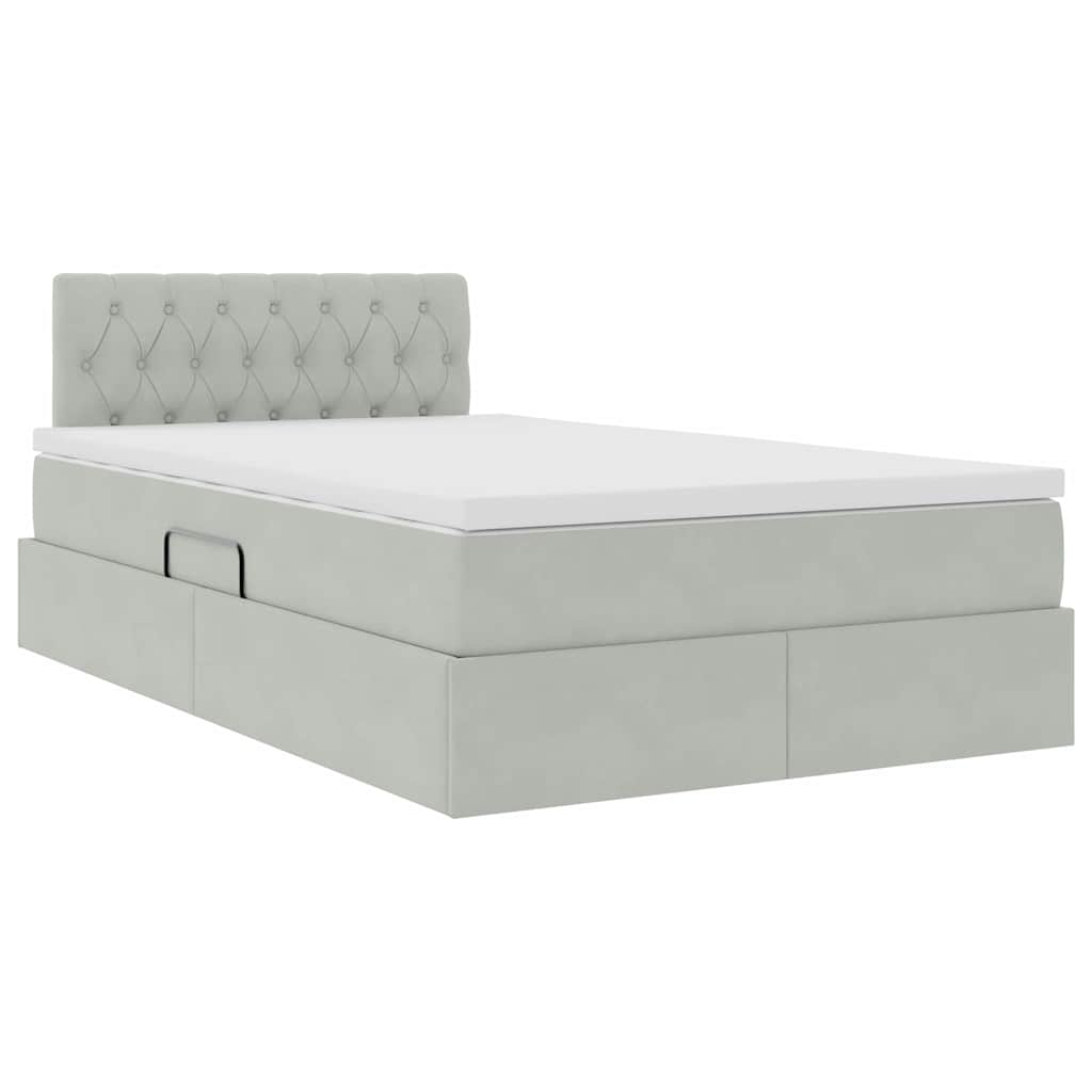 Krevet s od storage Svijetlo siva 120 x 190 cm Baršun