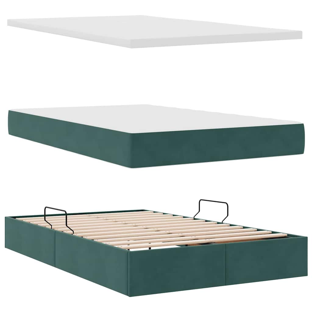 Krevet s od storage s madracem Tamnozelena 120 x 200 cm Baršun