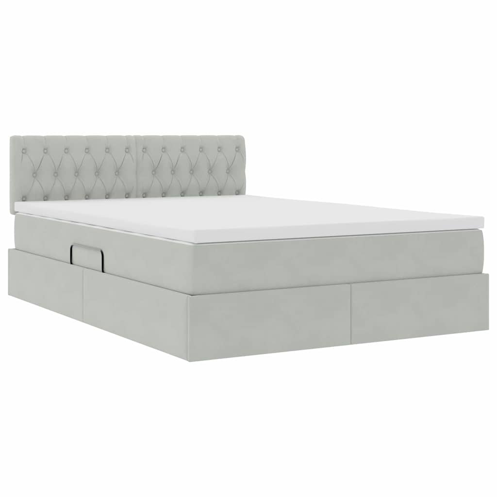 Krevet s od storage Svijetlo siva 140 x 190 cm Baršun