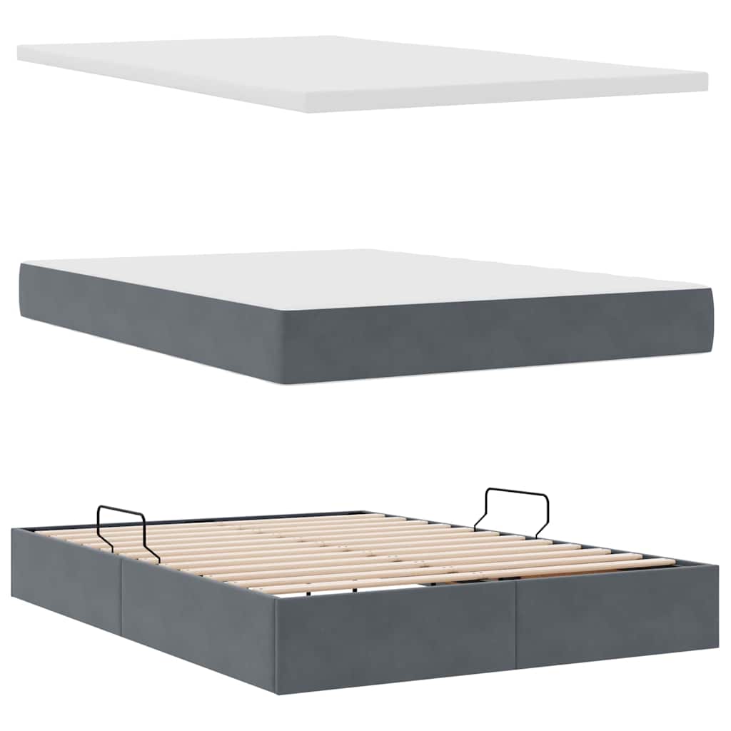 Krevet s od storage s madracem Tamno siva 140 x 190 cm Baršun