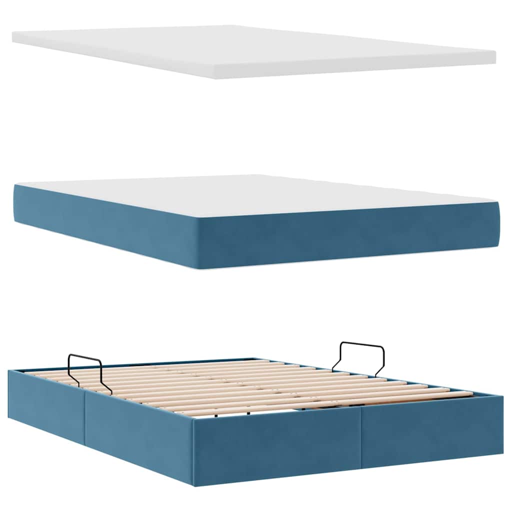 Krevet s od storage s madracem Tamno plava 140 x 190 cm Baršun
