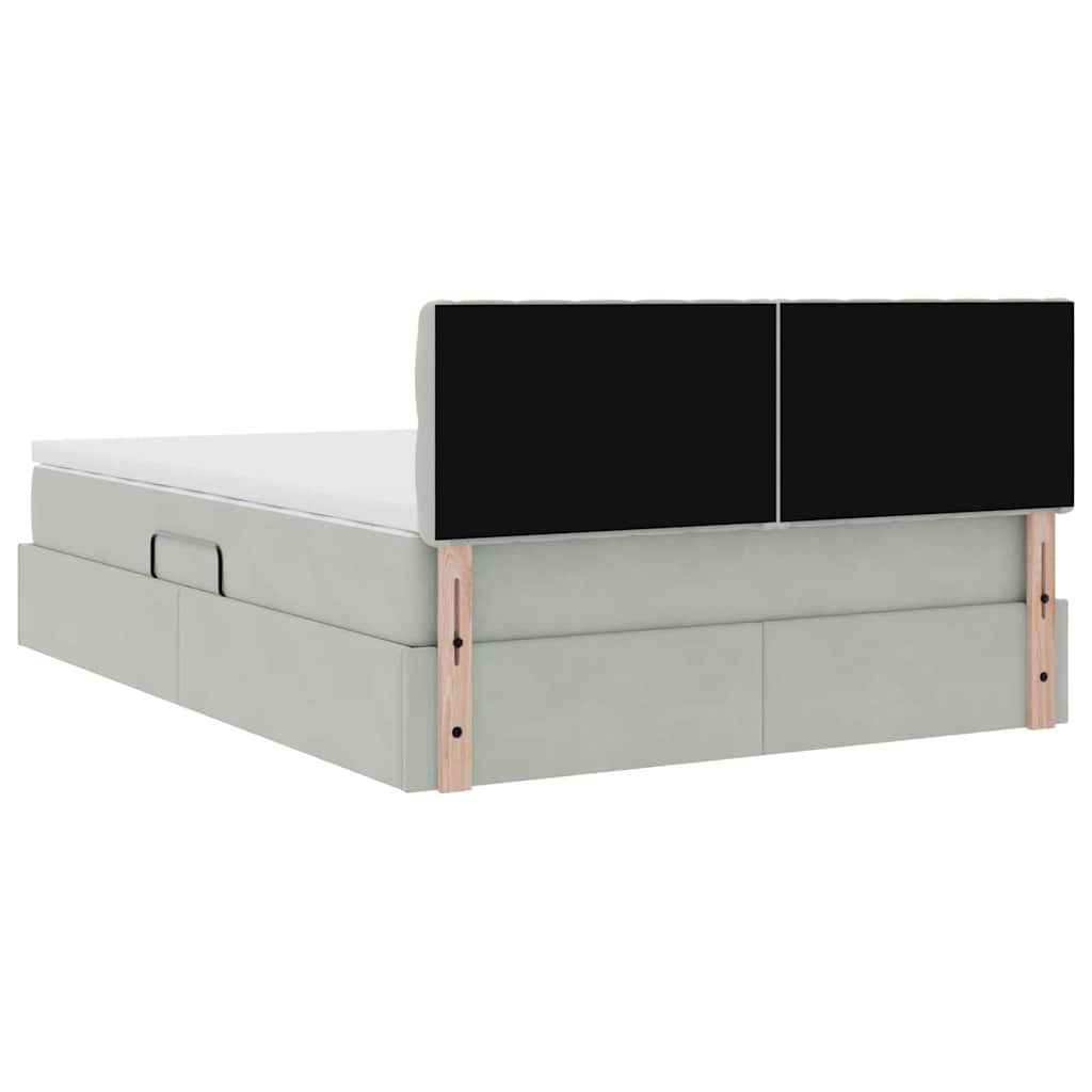 Krevet s od storage Svijetlo siva 140 x 200 cm Baršun