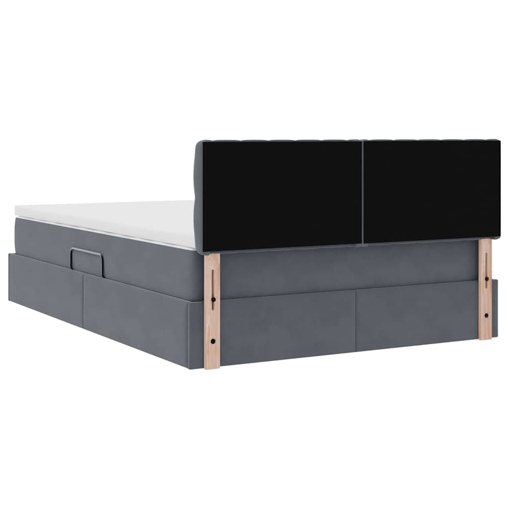 Krevet s od storage s madracem Tamno siva 140 x 200 cm Baršun