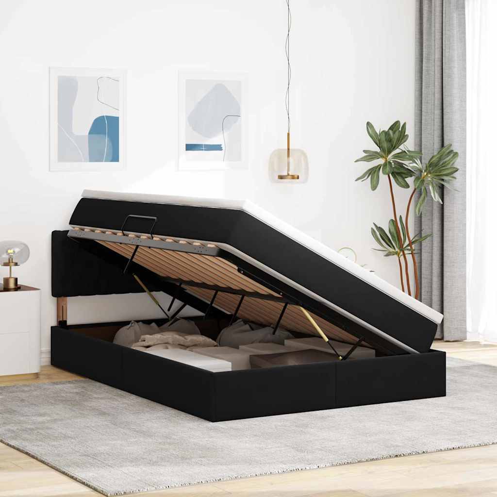 Krevet s od storage s madracem Crna 140 x 200 cm Baršun