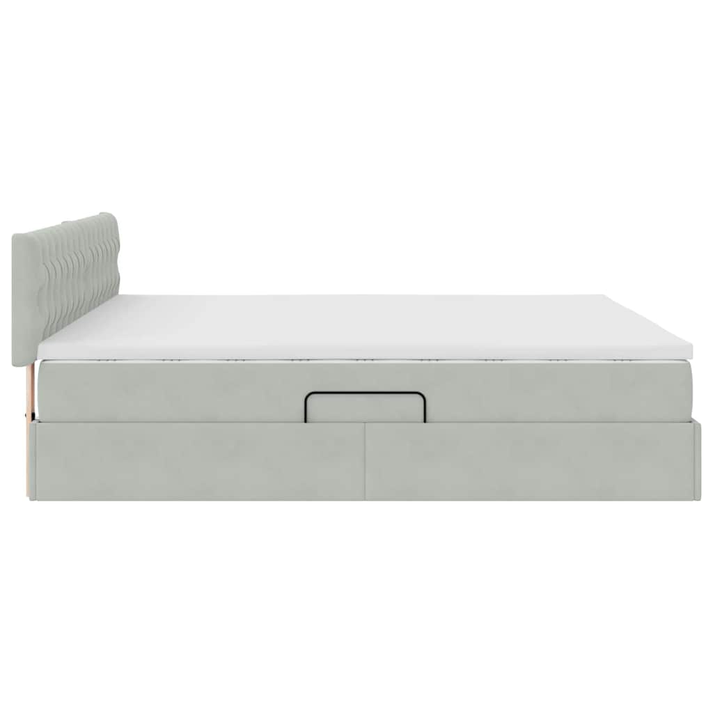 Krevet s od storage Svijetlo siva 160 x 200 cm Baršun