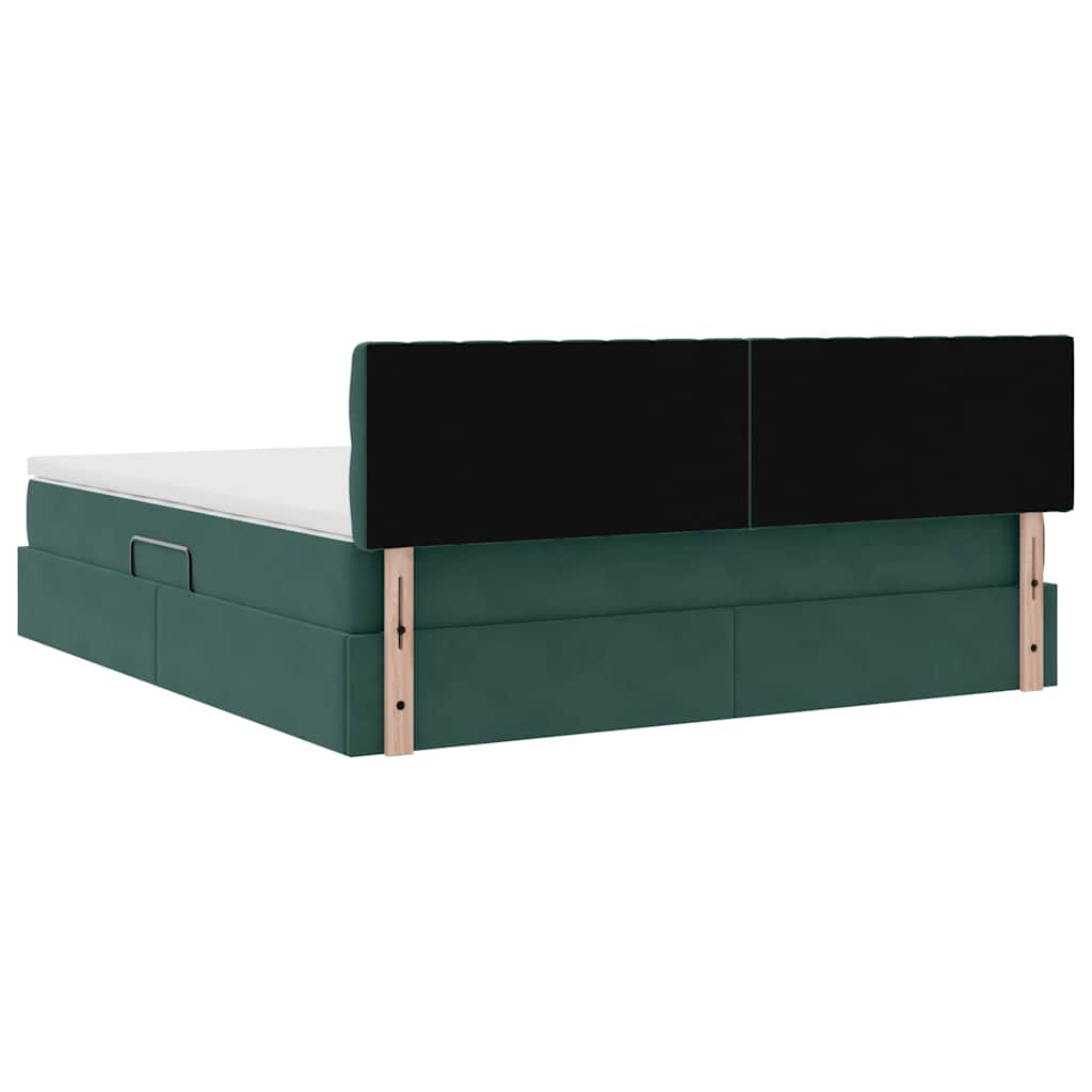 Krevet s od storage s madracem Tamnozelena 160 x 200 cm Baršun