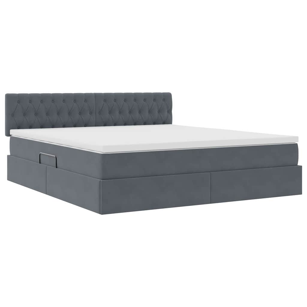 Krevet s od storage s madracem Tamno siva 180 x 200 cm Baršun