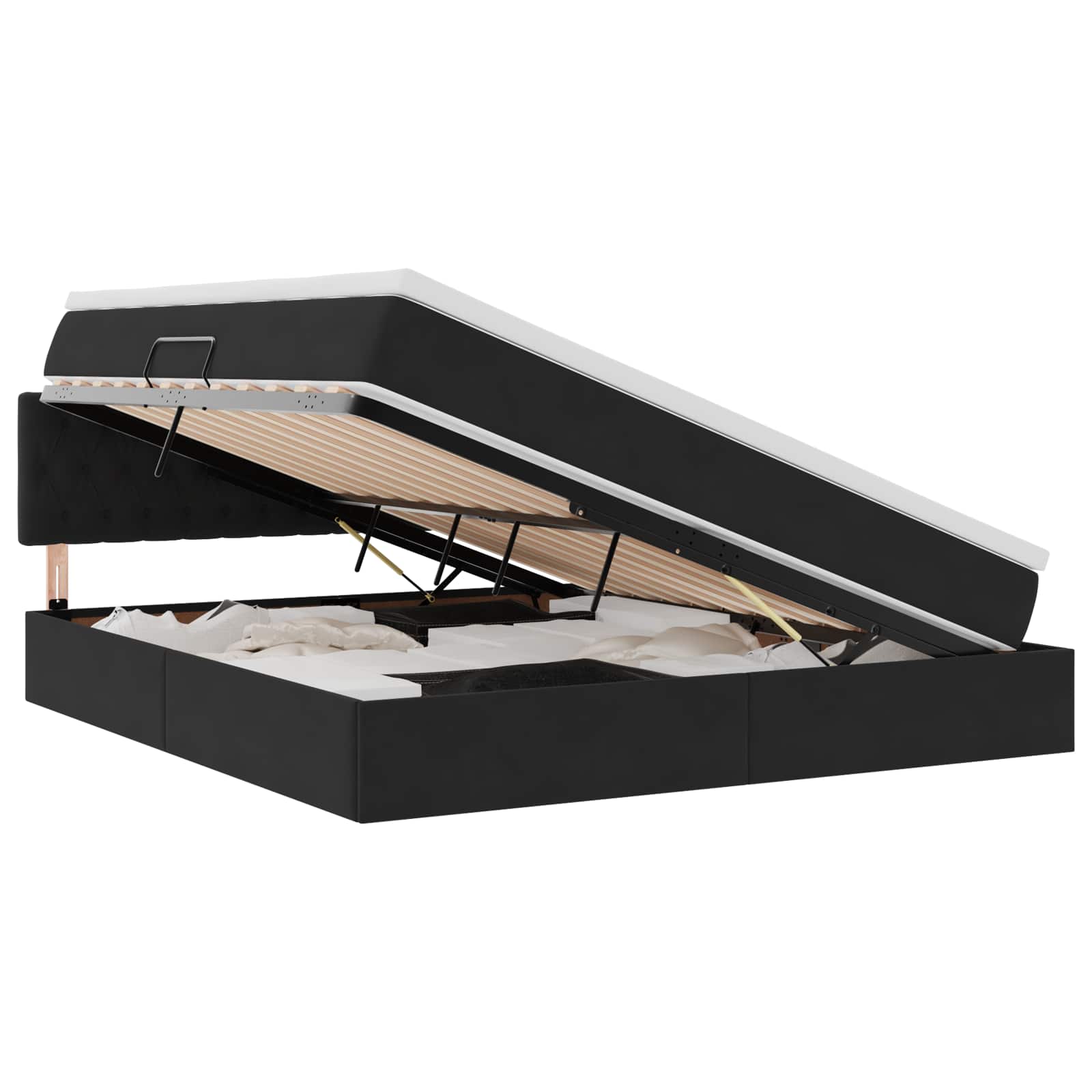 Krevet s od storage s madracem Crna 180 x 200 cm Baršun