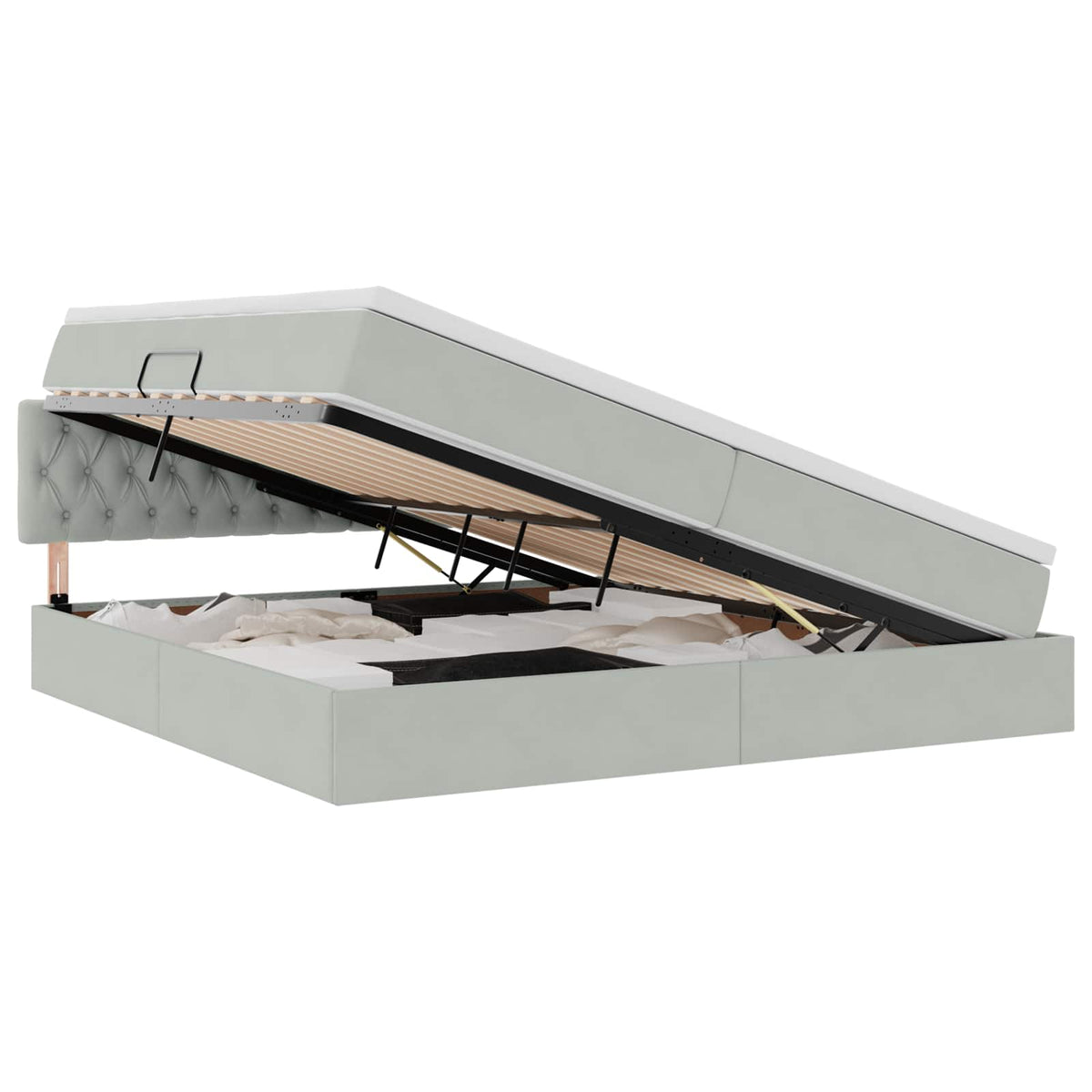 Krevet s od storage Svijetlo siva 200 x 200 cm Baršun