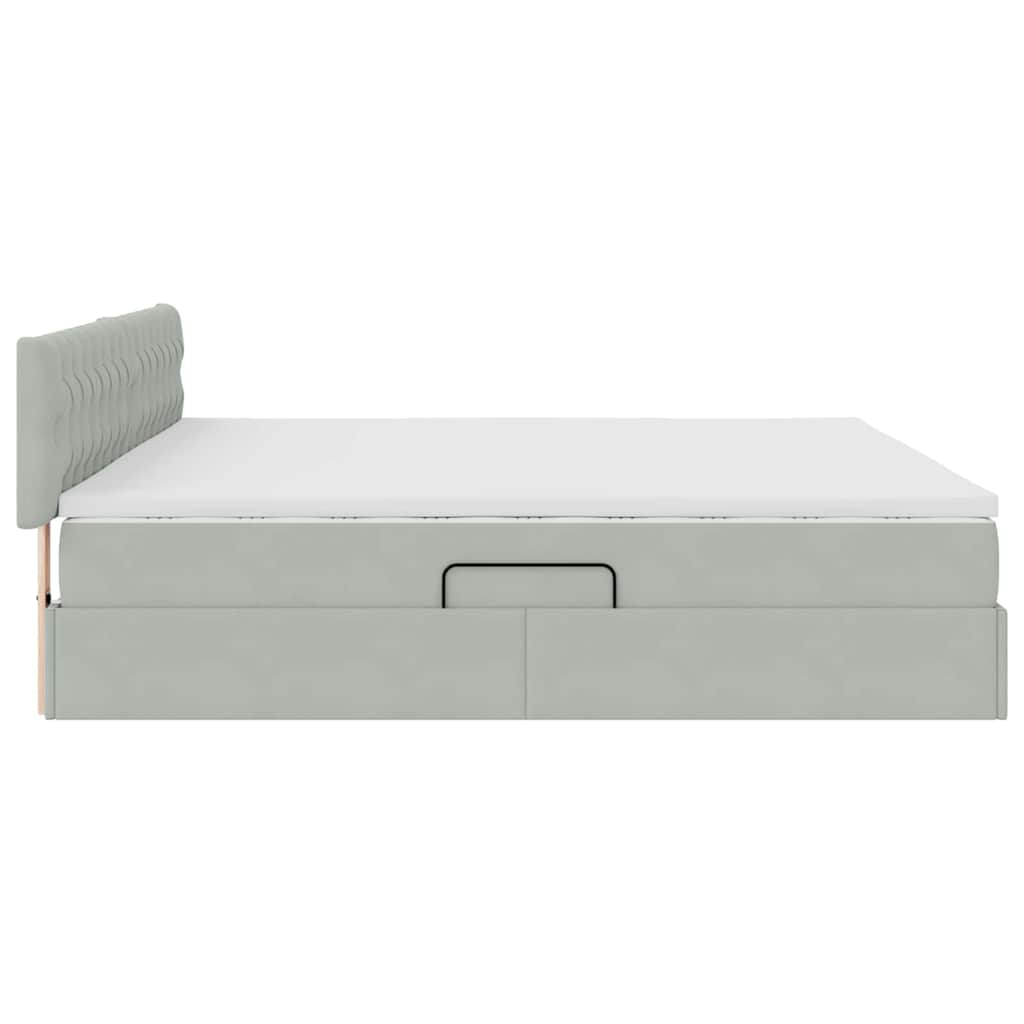 Krevet s od storage Svijetlo siva 200 x 200 cm Baršun