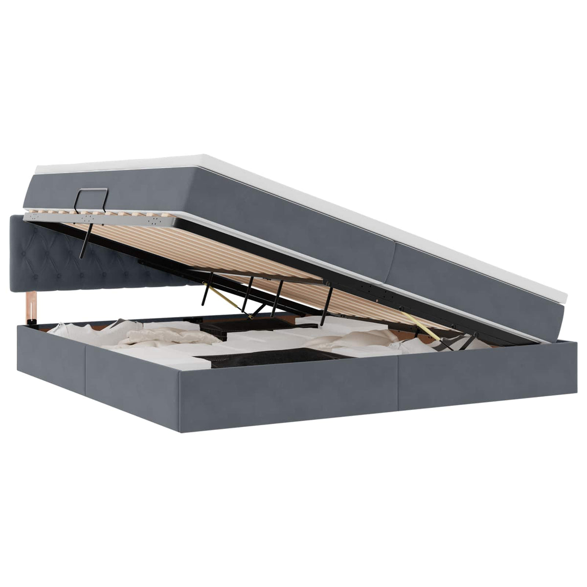 Krevet s od storage s uzglavljem Tamno siva 200 x 200 cm Baršun