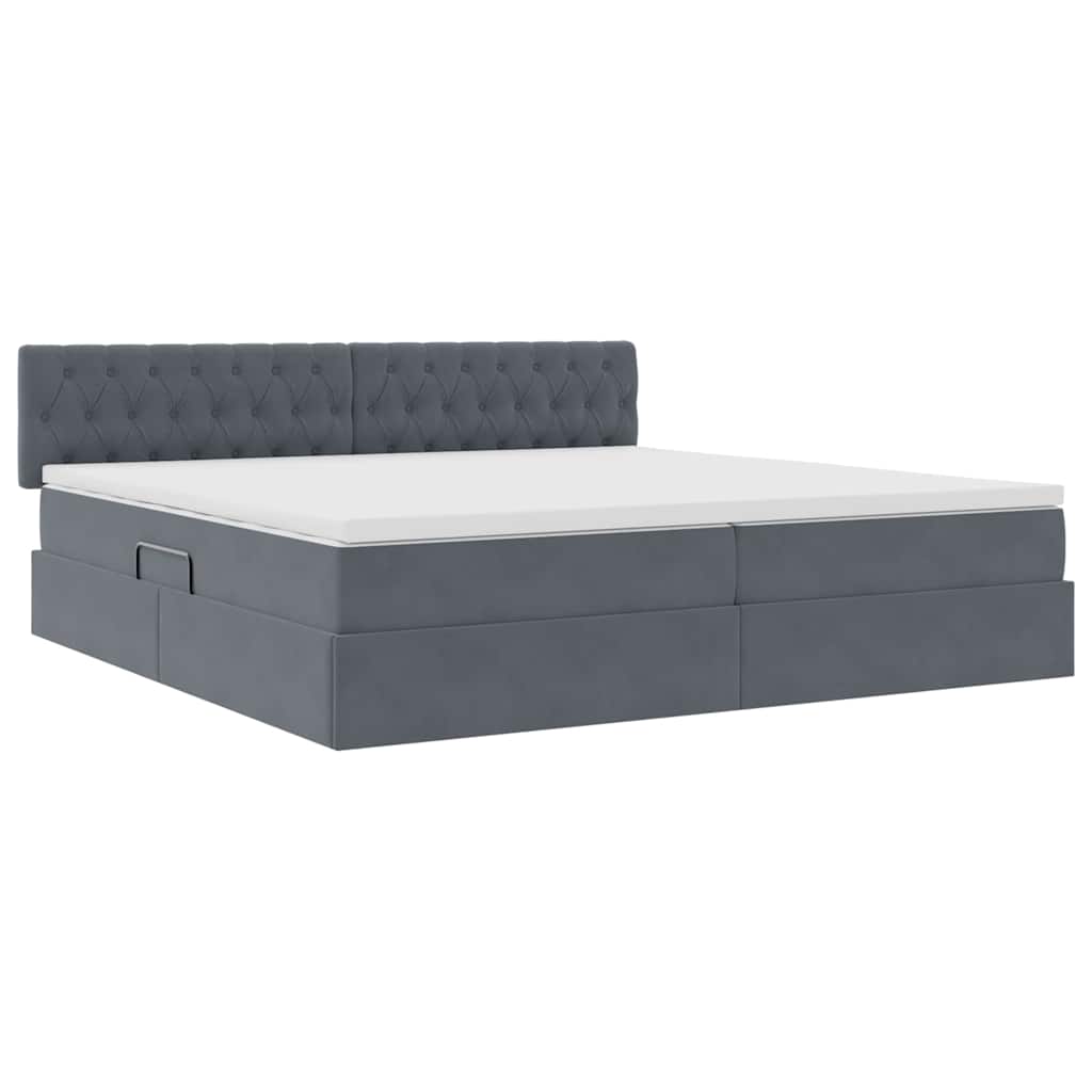 Krevet s od storage s madracem Tamno siva 200 x 200 cm Baršun