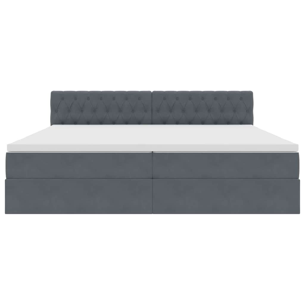 Krevet s od storage s uzglavljem Tamno siva 200 x 200 cm Baršun
