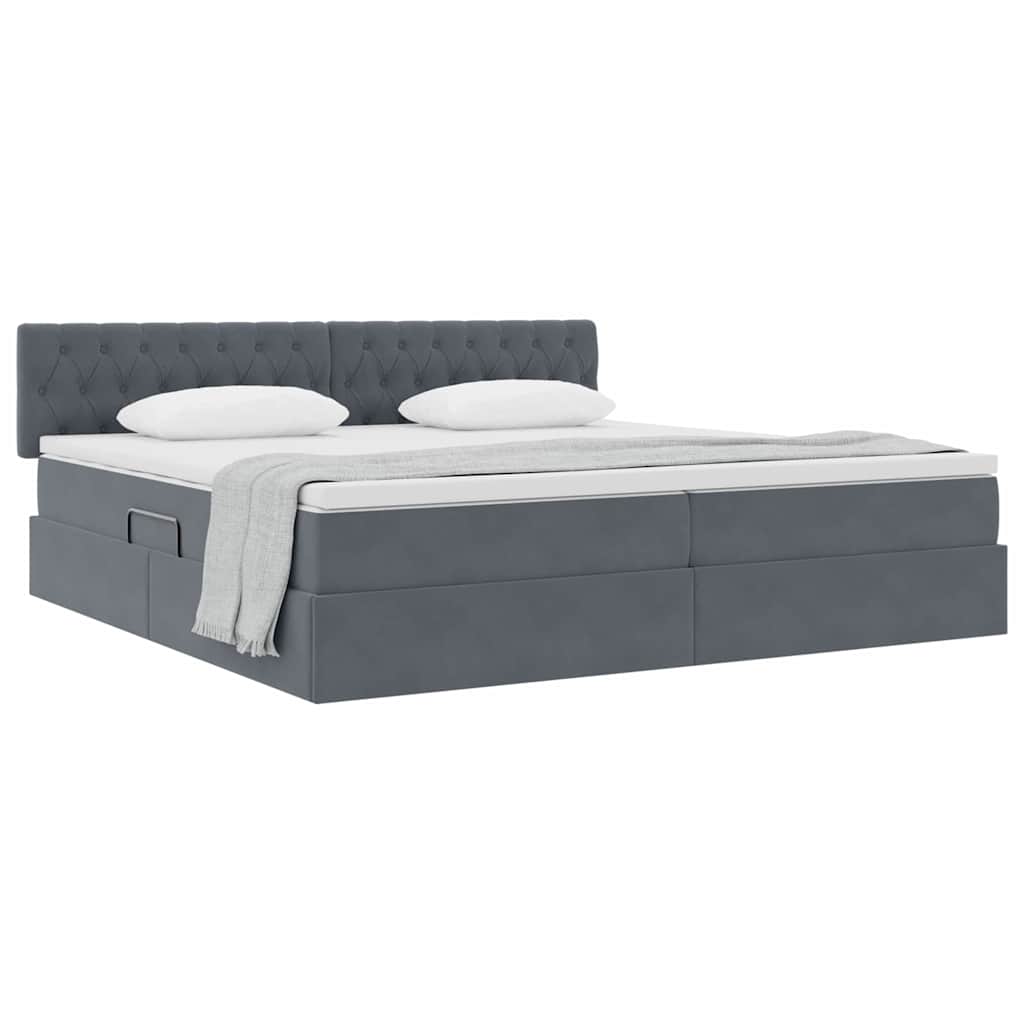 Krevet s od storage s madracem Tamno siva 200 x 200 cm Baršun