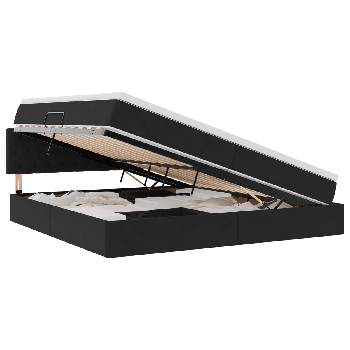 Krevet s od storage s uzglavljem Crna 200 x 200 cm Baršun